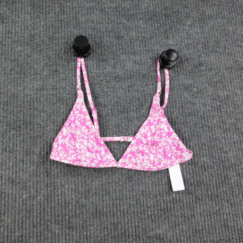 BRIGHT Swim Top Womens S Peppermint Pink Floral Triangle Lined Adjustable NWT